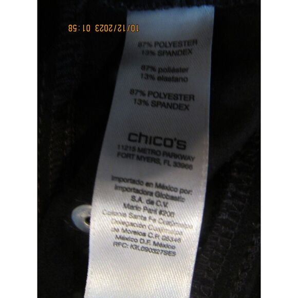 CHICO'S FAUX SUEDE LEATHER PANTS BLACK SIZE 1 (M 8) STRETCH  SOFT STRAIGHT LEG - Picture 7 of 11